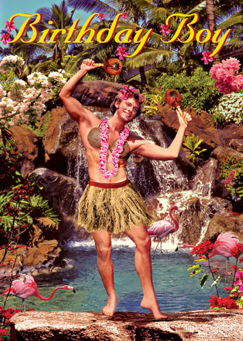 Birthday Hula Boy Greeting Card by Max Hernn - Click Image to Close